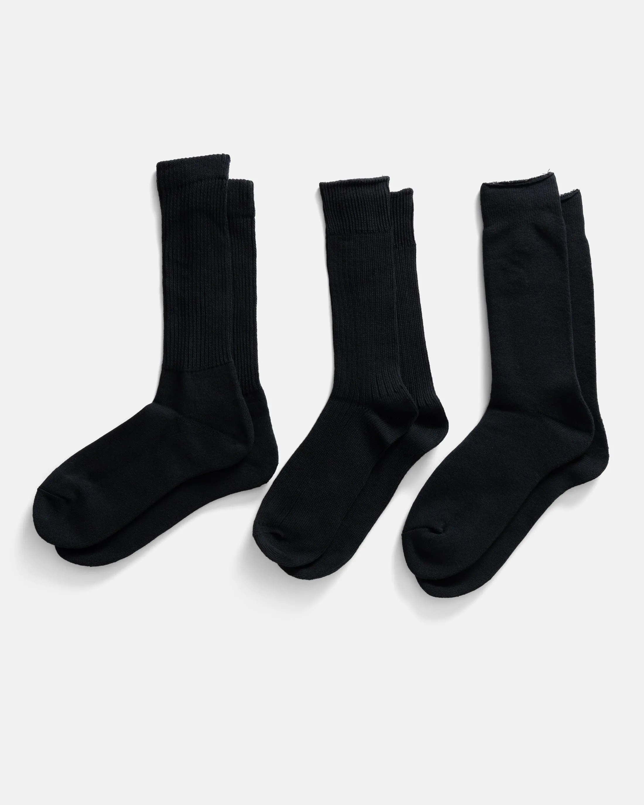 ROTOTO ORGANIC DAILY 3 PACK CREW SOCKS - BLACK sold by 18 East