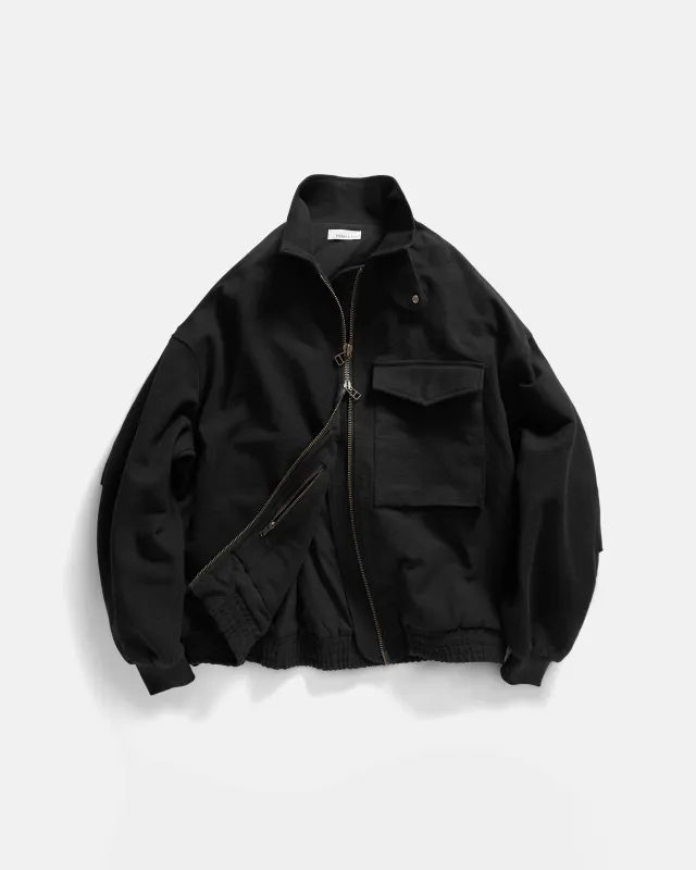 ASYMMETRIC WEP FLIGHT JACKET - BLACK HANDSPUN COTTON CANVAS made by 18 East
