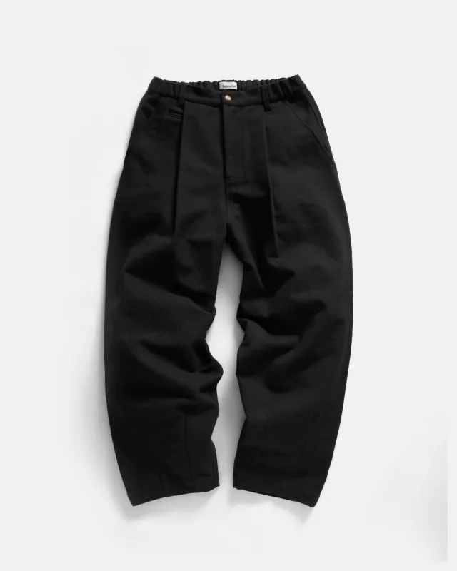 KELL PLEATED BIG PANT - BLACK HANDSPUN COTTON CANVAS made by 18 East