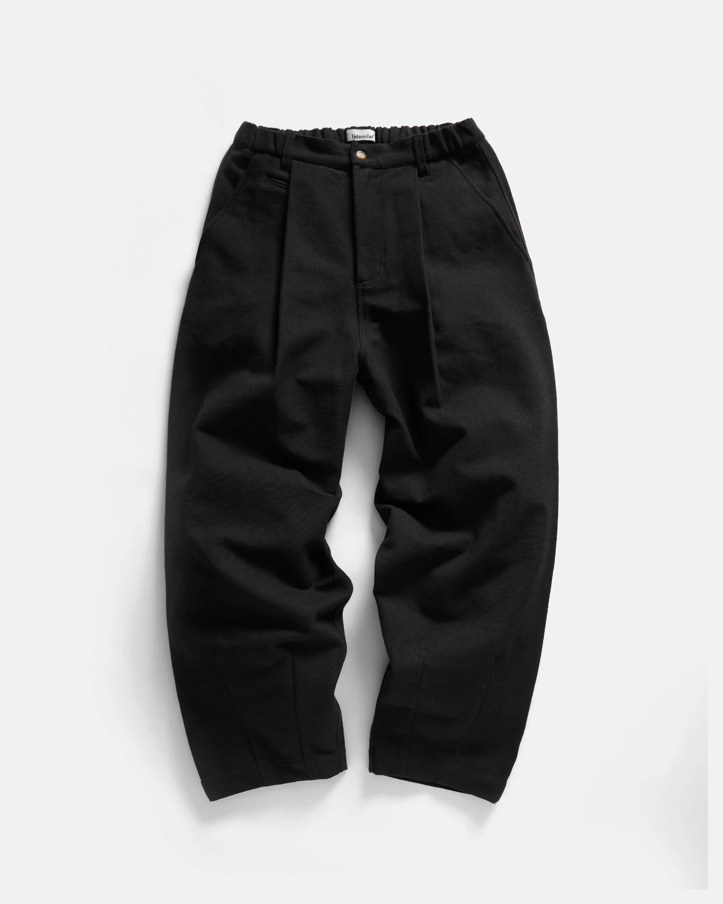 KELL PLEATED BIG PANT - BLACK HANDSPUN COTTON CANVAS sold by 18 East