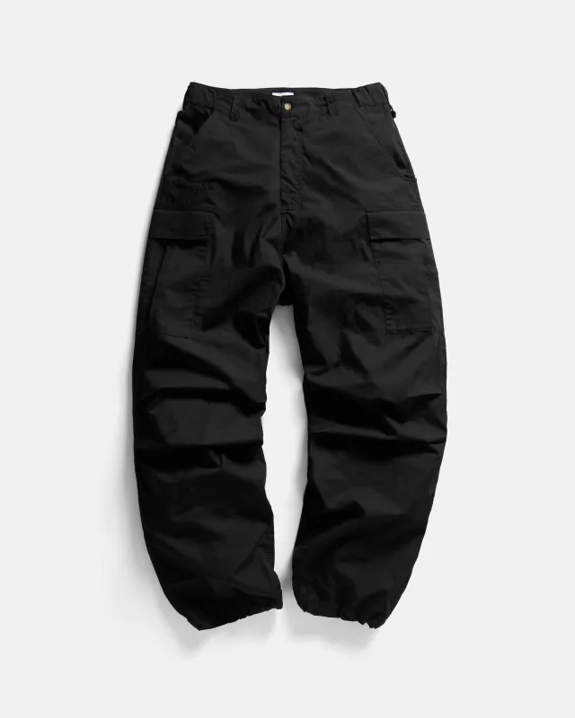 WIDE TAC UTILITY CARGO PANT - BLACK COTTON MICRO RIPSTOP made by 18 East