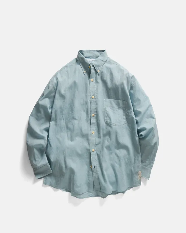 JESPER VINTAGE BUTTON DOWN SHIRT - BARELY INDIGO FEATHERWEIGHT KHADI COTTON made by 18 East