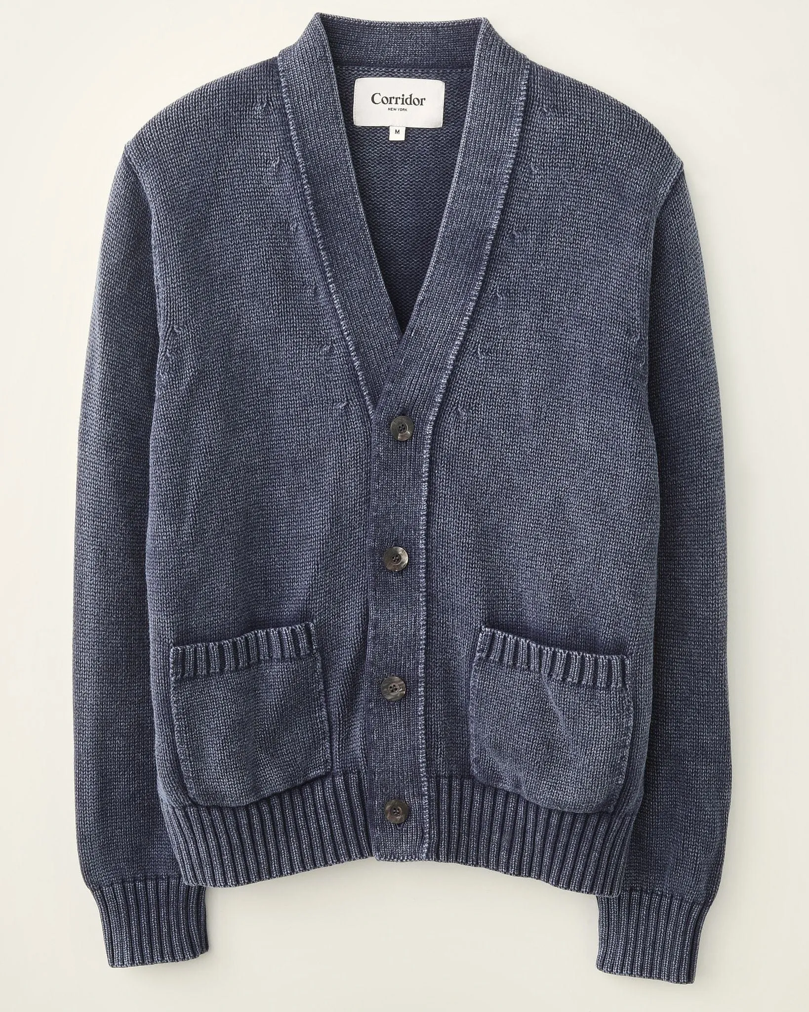 Acid Wash Cardigan - Washed Midnight sold by Corridor