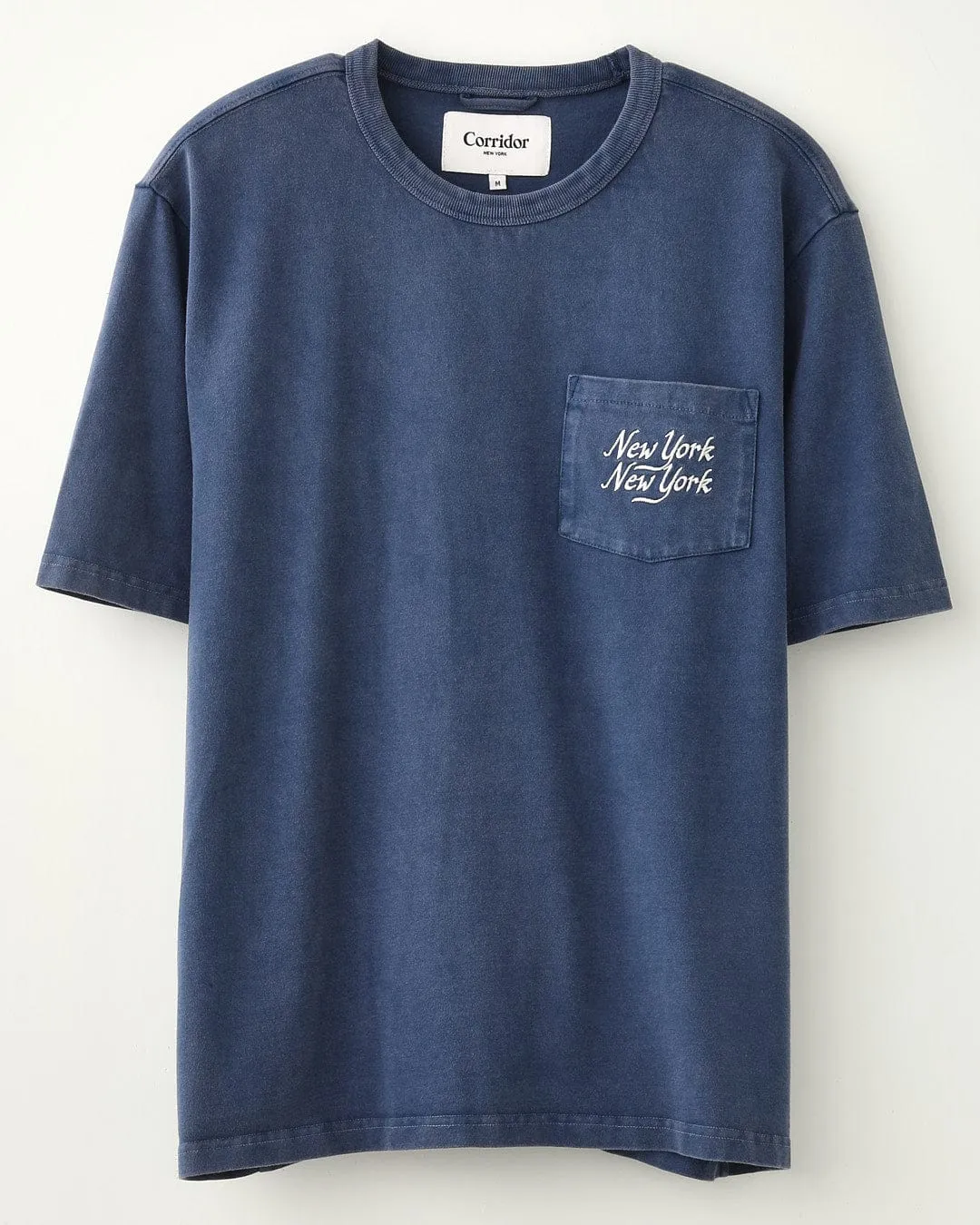 Organic NY Script Tee - Navy sold by Corridor