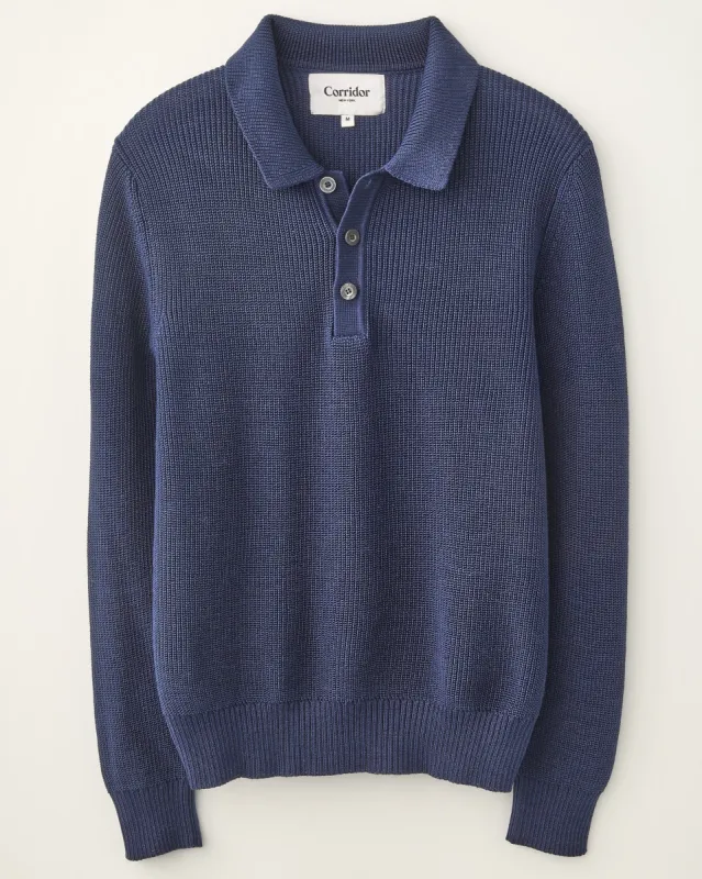 LS Slouchy Polo - Navy sold by Corridor