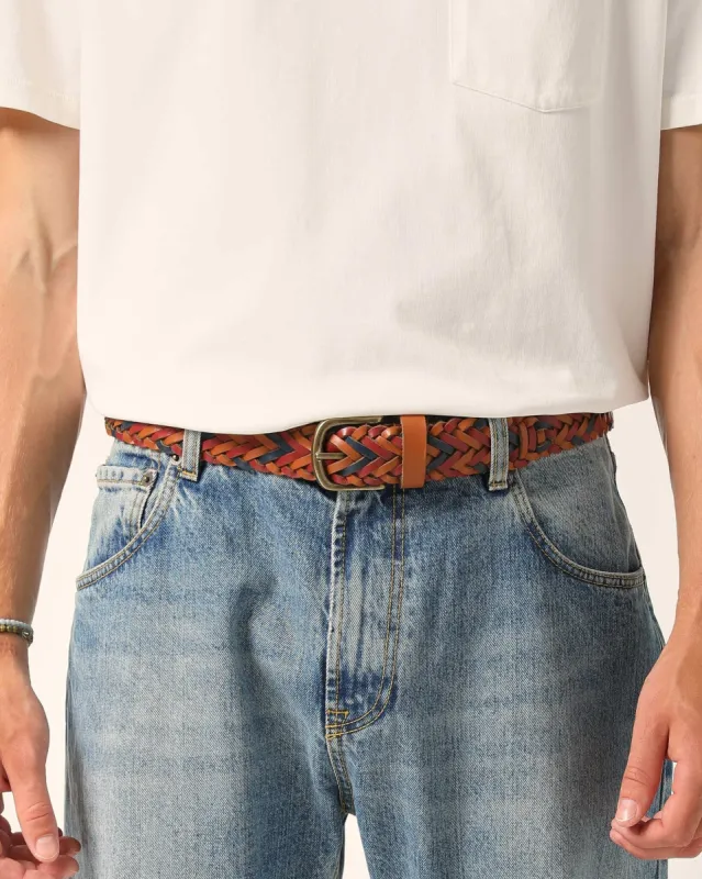 Braided Leather Belt - Multi sold by Corridor