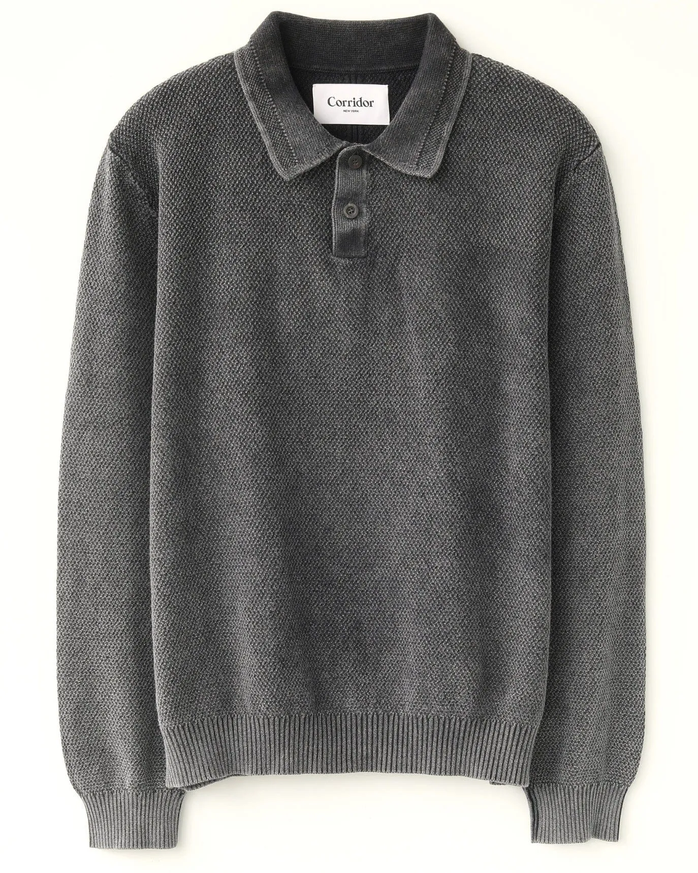 LS Rice Stitch Polo - Black sold by Corridor