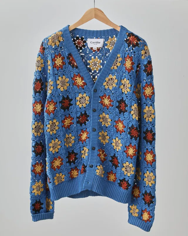 Hand Crochet Pima Cardigan - Indigo sold by Corridor