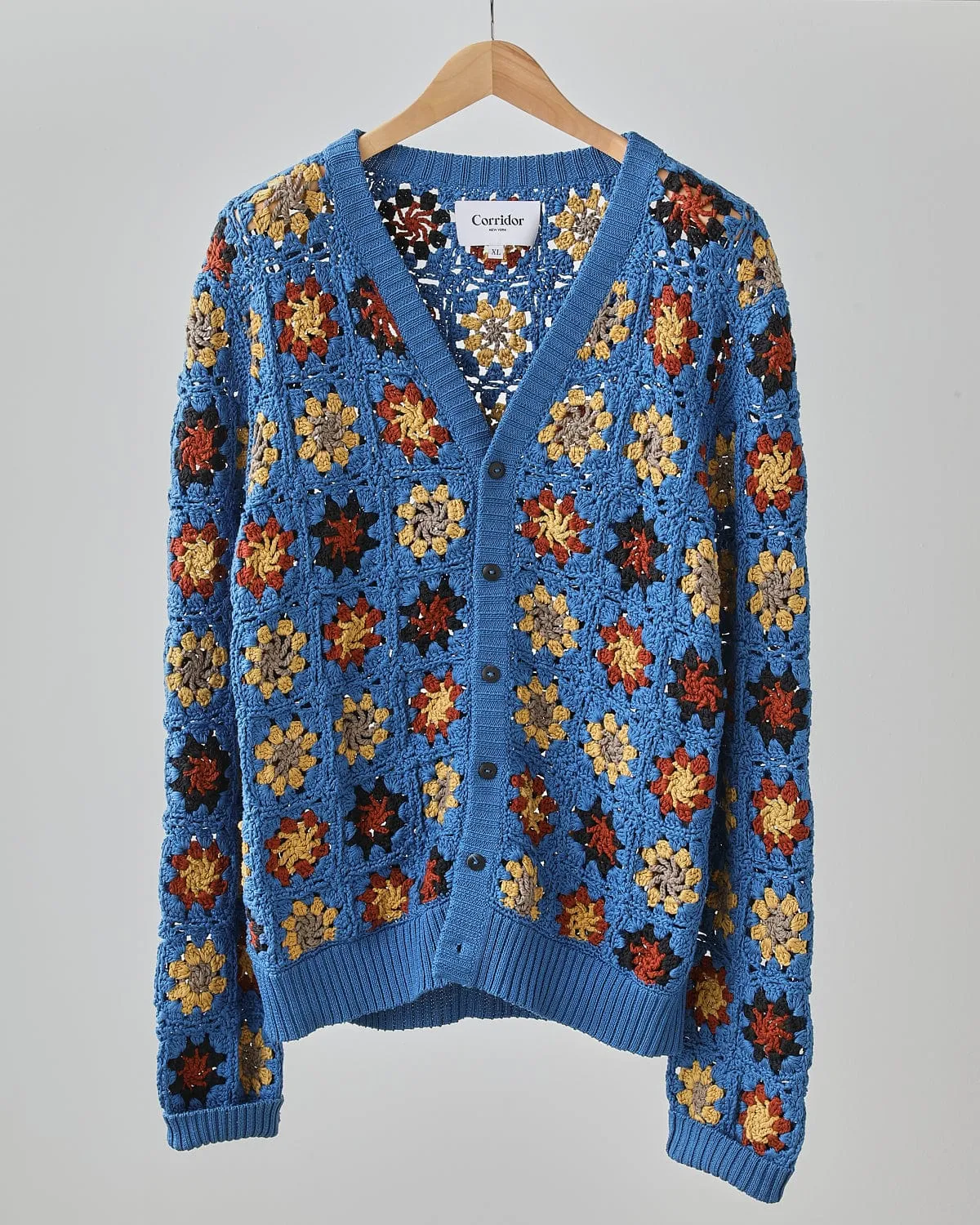 Hand Crochet Pima Cardigan - Indigo sold by Corridor