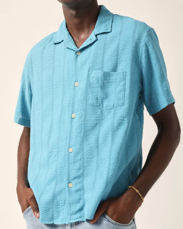 Striped Seersucker SS - Blue sold by Corridor