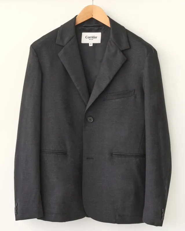 Tropical Wool 2 Button Blazer - Charcoal made by Corridor
