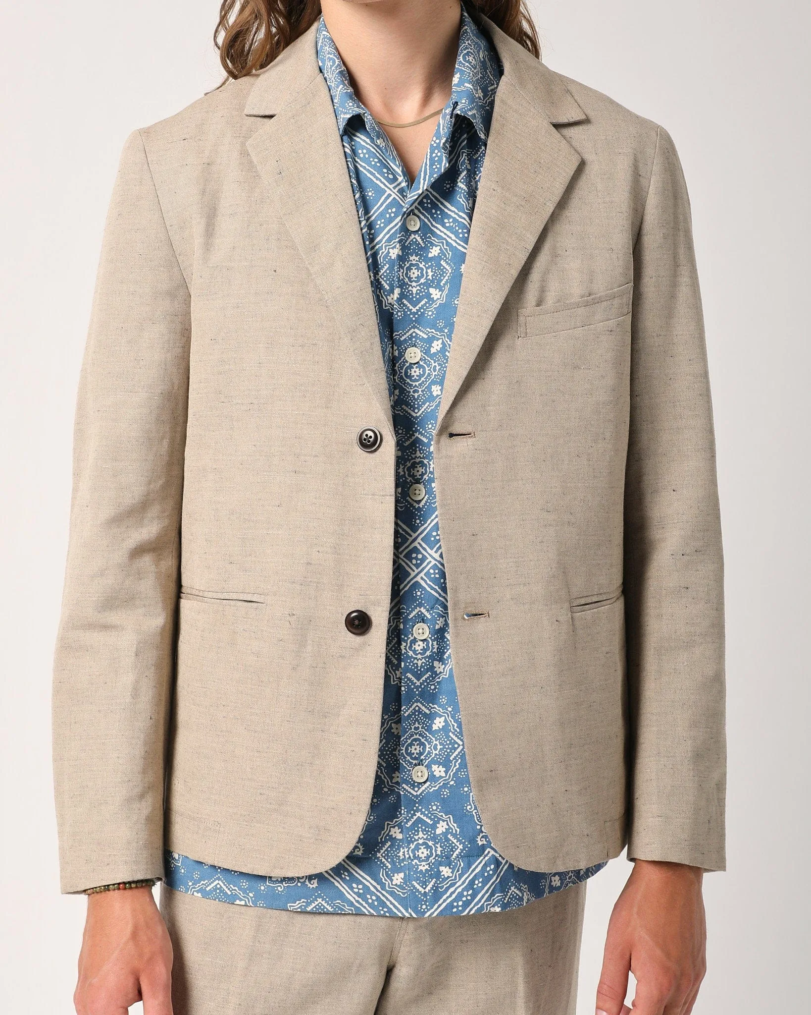 Linen Cotton 2 Button Blazer - Natural sold by Corridor product image thumbnail 3