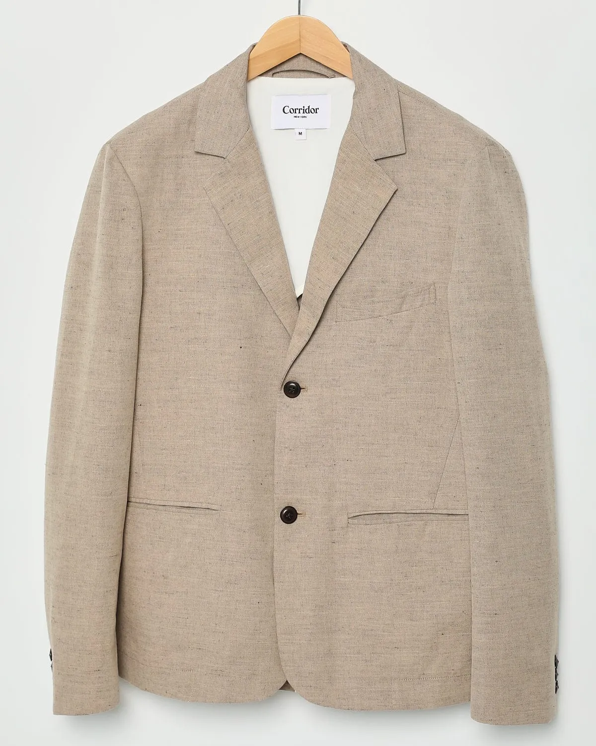 Linen Cotton 2 Button Blazer - Natural sold by Corridor