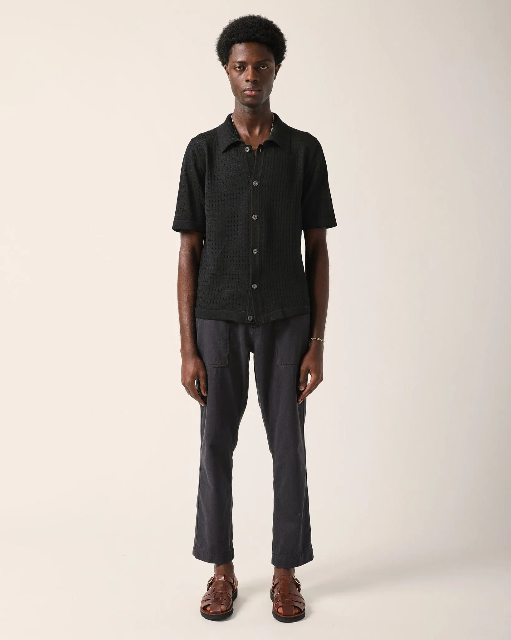 Pointelle Buttondown - Black sold by Corridor product image thumbnail 3
