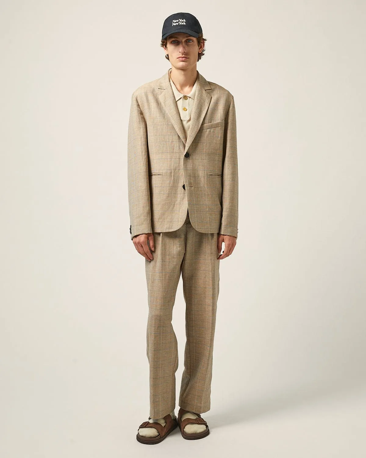 Plaid Linen Pleated Trouser sold by Corridor product image thumbnail 5