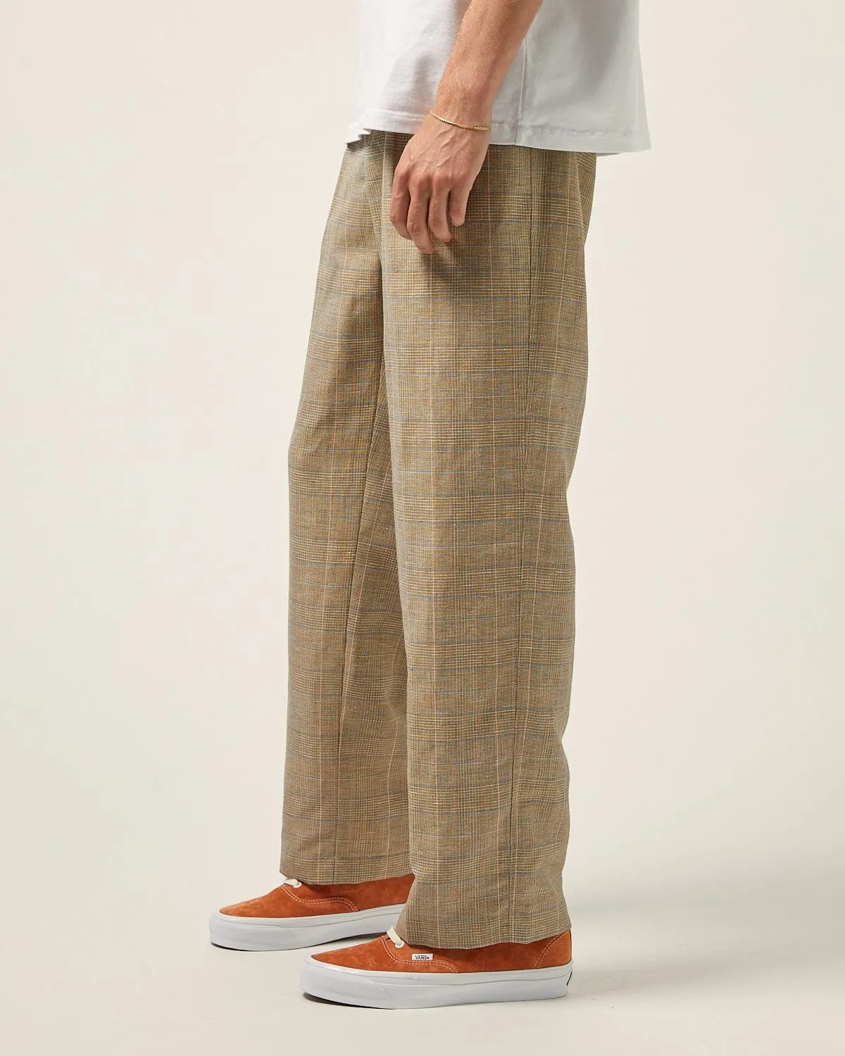 Plaid Linen Pleated Trouser sold by Corridor product image thumbnail 3