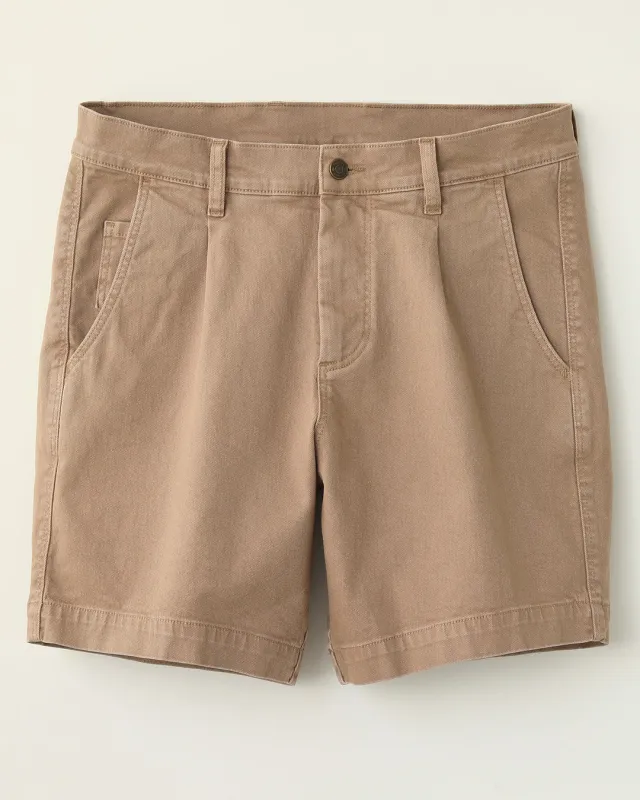 Heavy Twill Pleated Short - Khaki made by Corridor