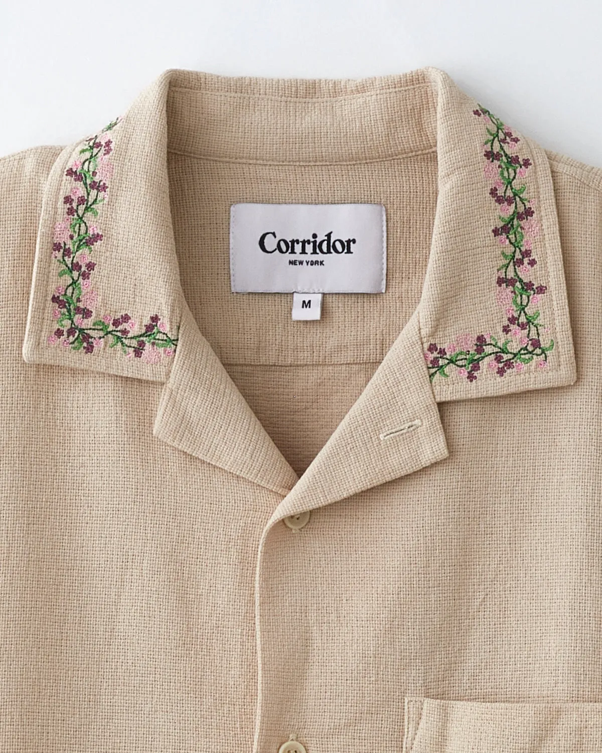 Hopsack Embroidered SS Camp - Khaki sold by Corridor product image thumbnail 2