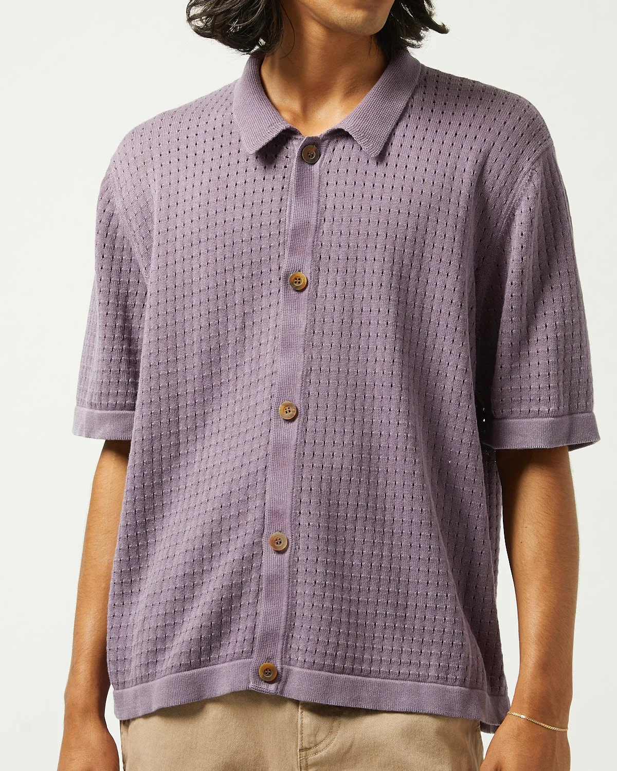 Washed Pointelle Buttondown - Violet sold by Corridor product image thumbnail 3