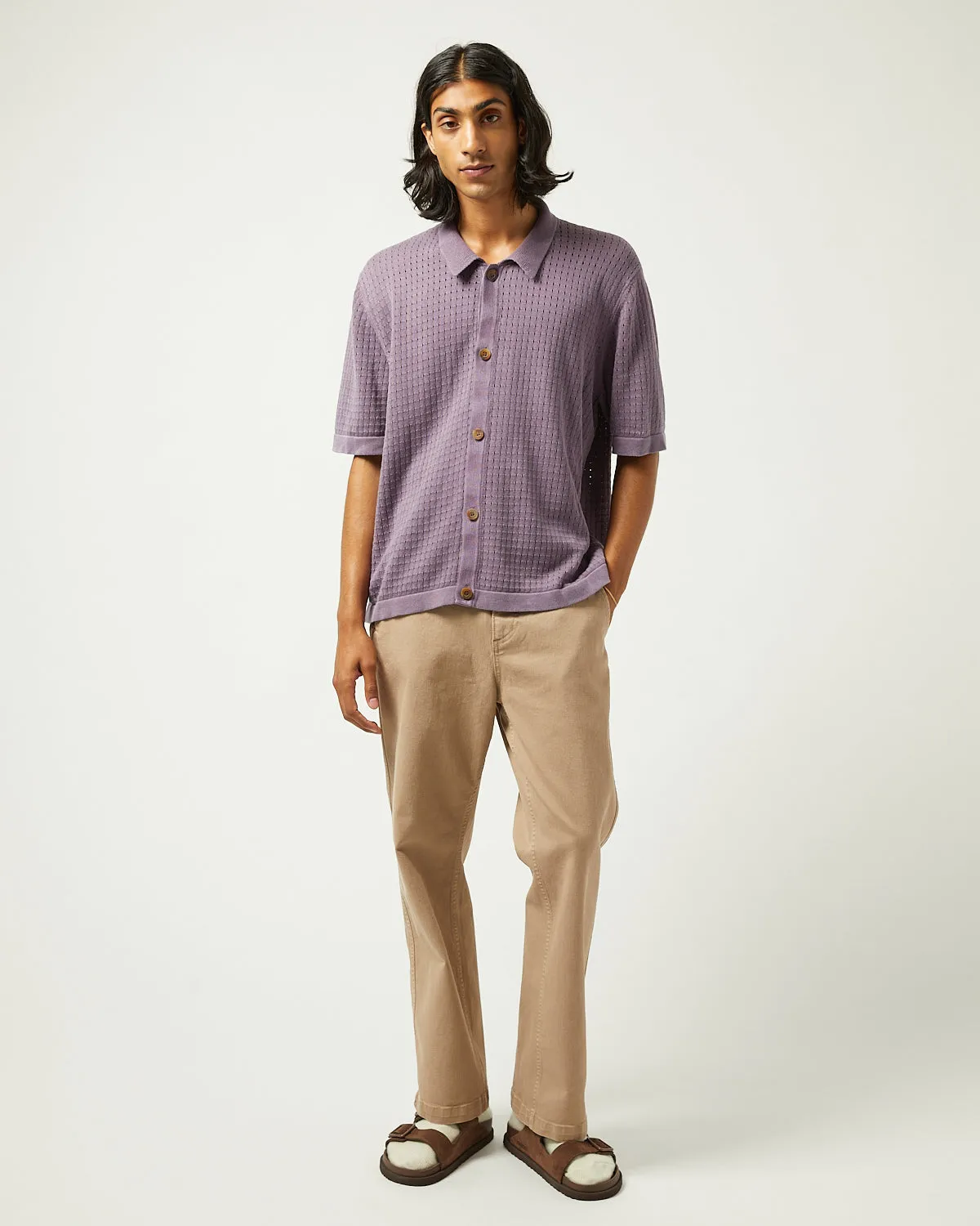 Washed Pointelle Buttondown - Violet sold by Corridor product image thumbnail 2