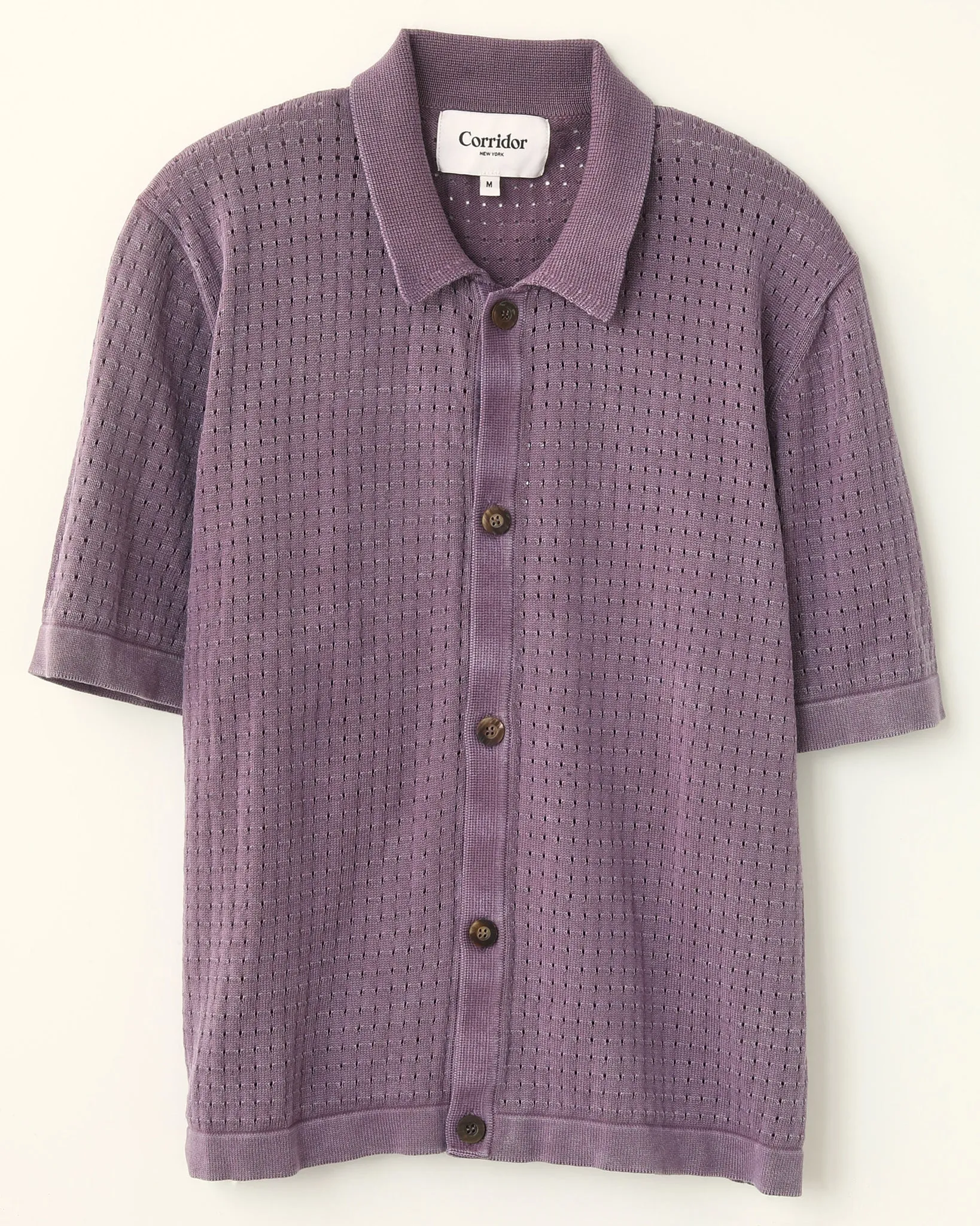 Washed Pointelle Buttondown - Violet sold by Corridor