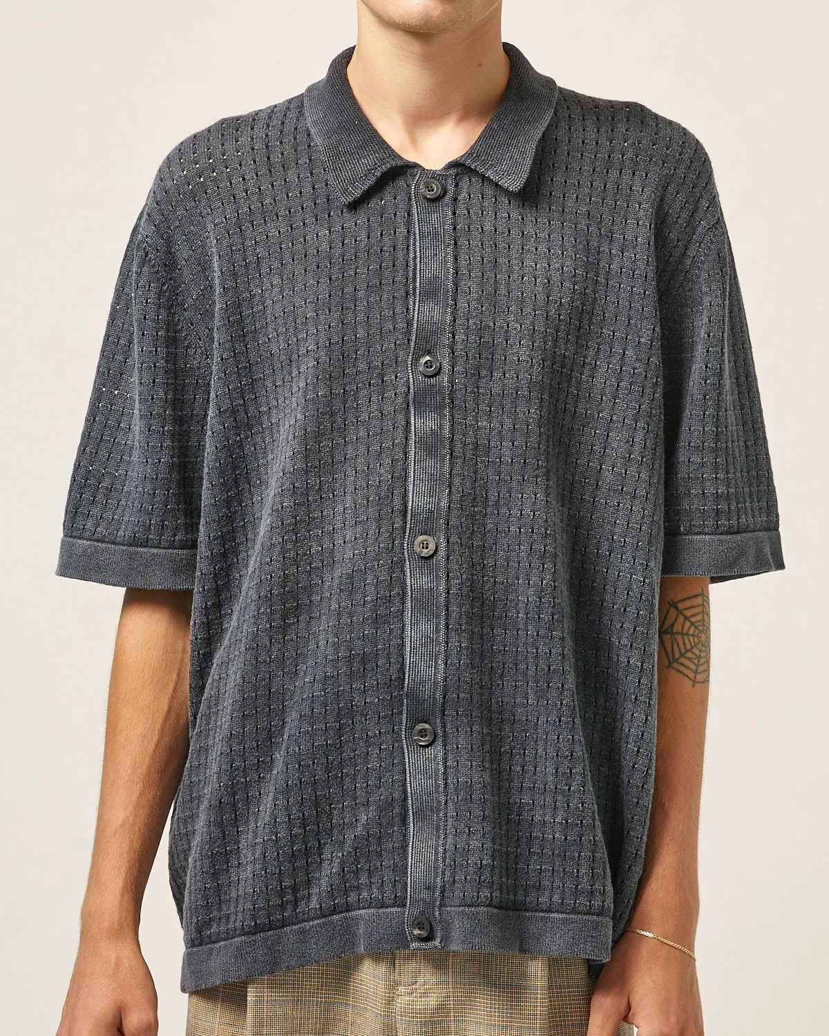 Washed Pointelle Buttondown - Black sold by Corridor product image thumbnail 3