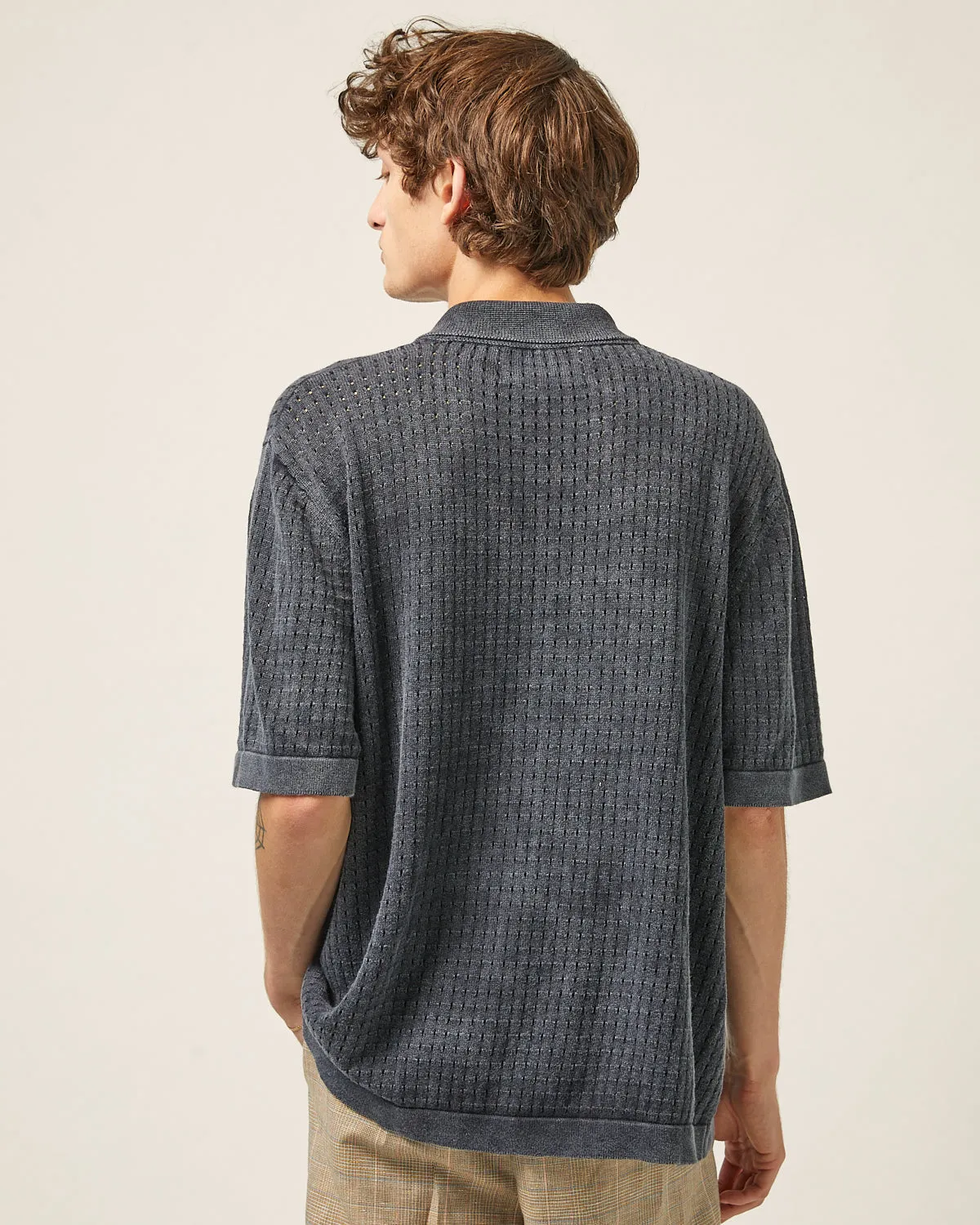 Washed Pointelle Buttondown - Black sold by Corridor product image thumbnail 4