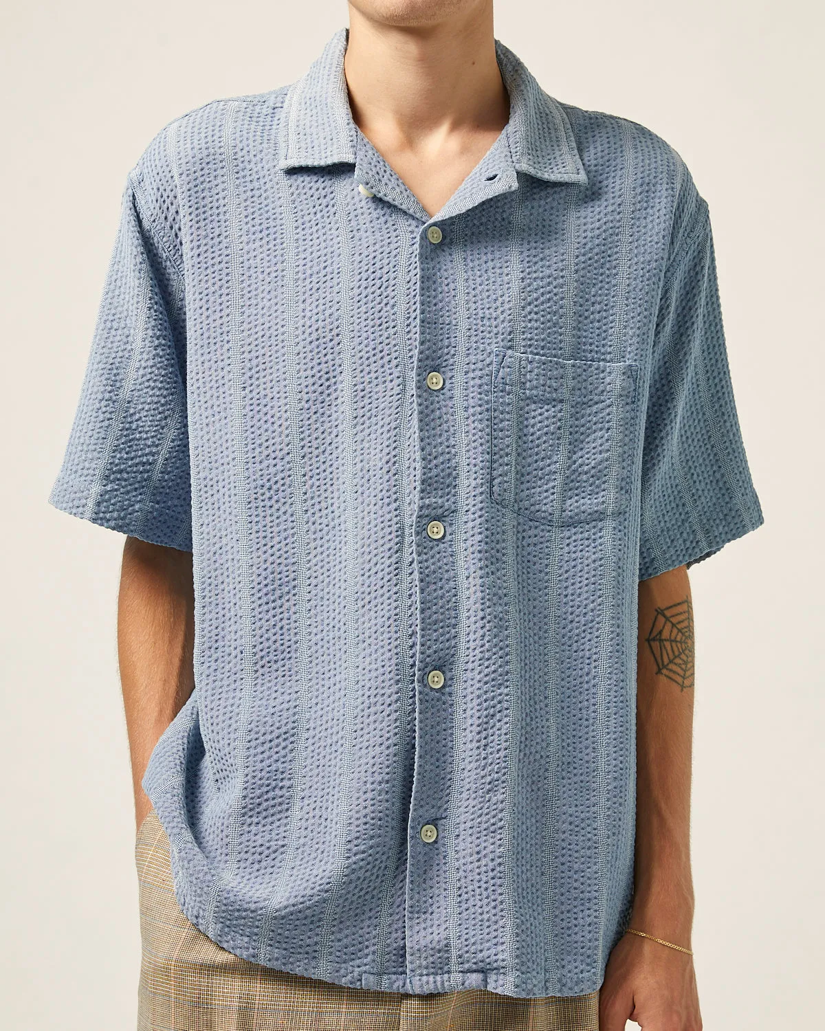 Striped Seersucker SS - Indigo sold by Corridor product image thumbnail 3