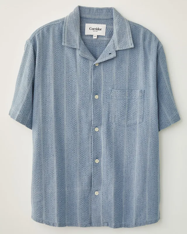 Striped Seersucker SS - Indigo sold by Corridor