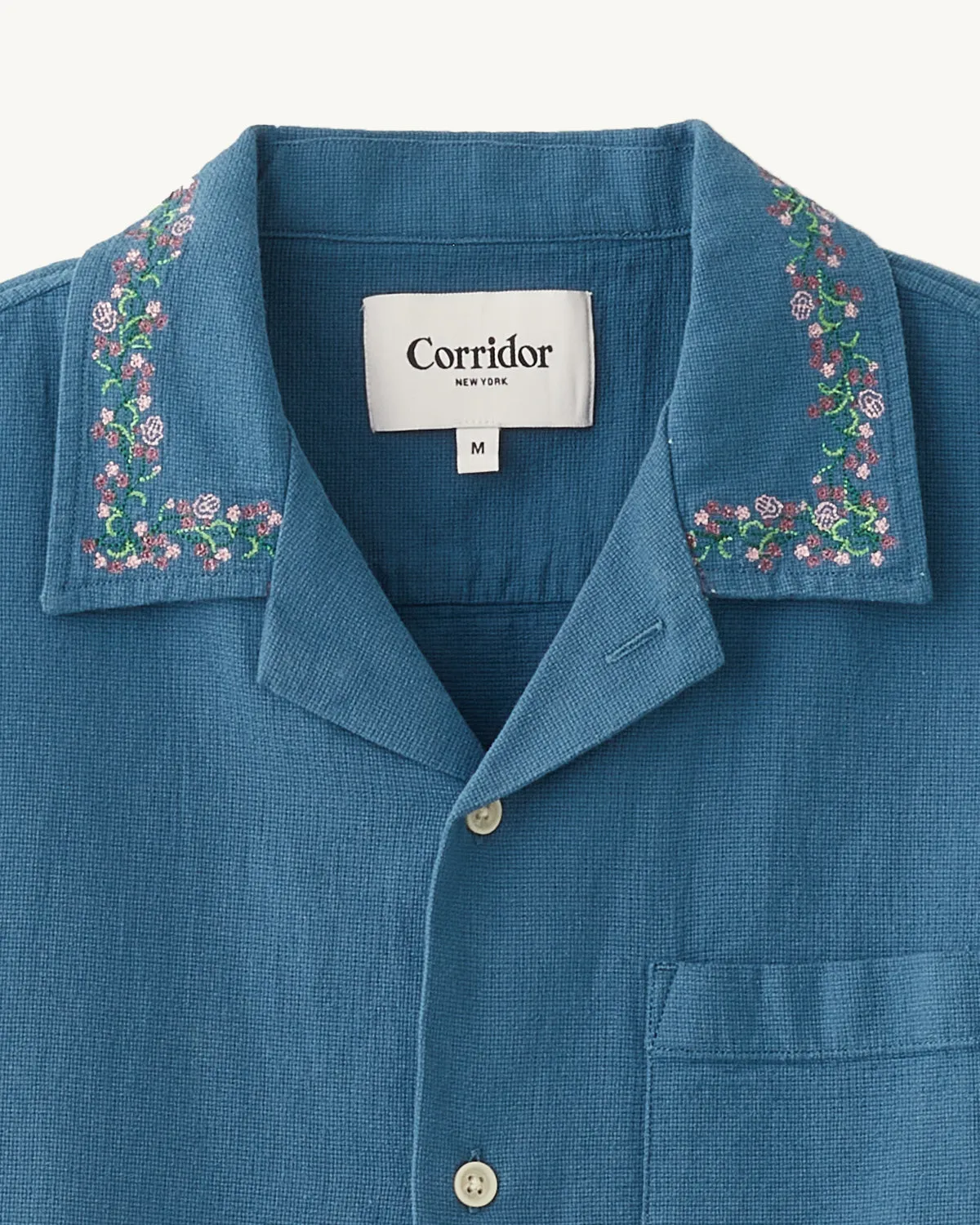 Hopsack Embroidered SS Camp - Blue sold by Corridor product image thumbnail 2