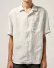 Linen Stripe SS Camp - Grey sold by Corridor