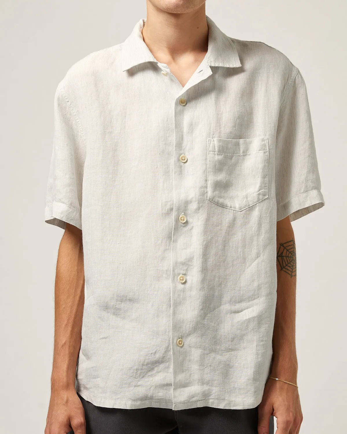Linen Stripe SS Camp - Grey sold by Corridor product image thumbnail 2