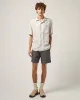 Linen Stripe SS Camp - Grey sold by Corridor