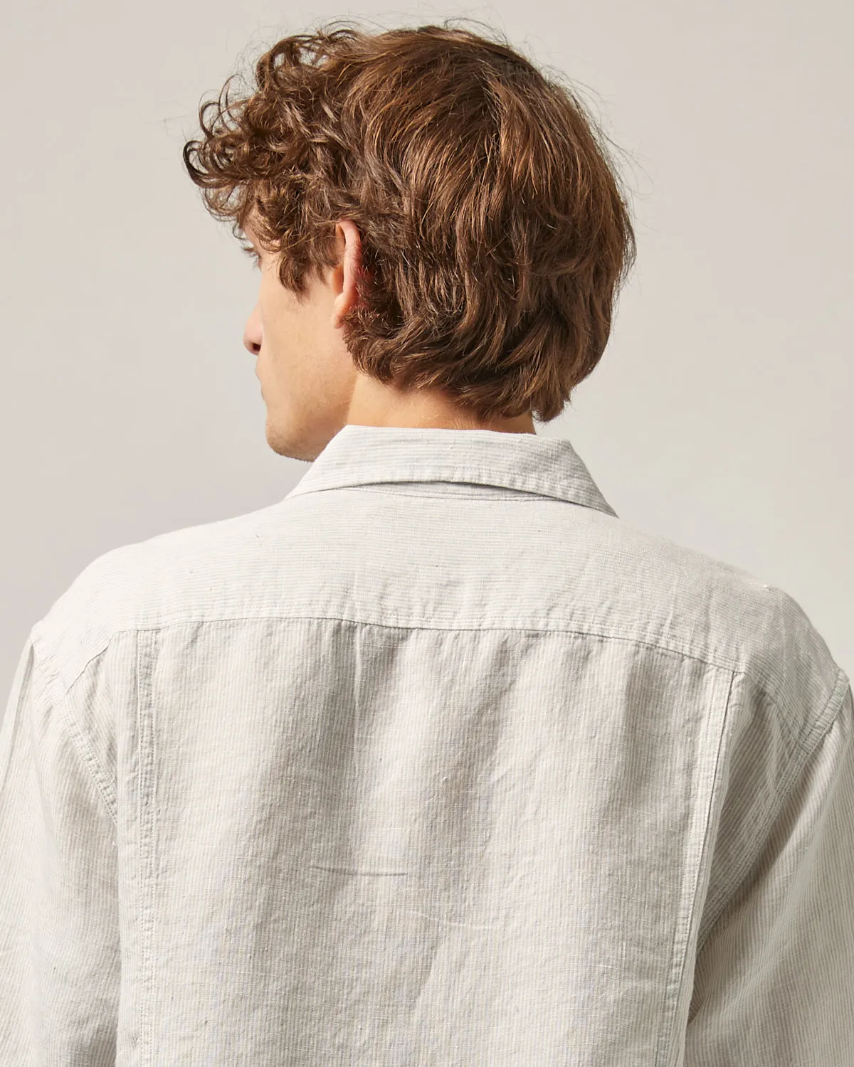 Linen Stripe SS Camp - Grey sold by Corridor product image thumbnail 4