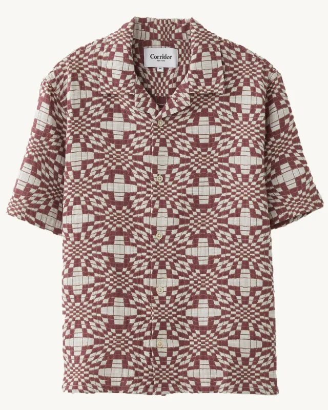 Wavy Optic Jacquard SS Camp sold by Corridor