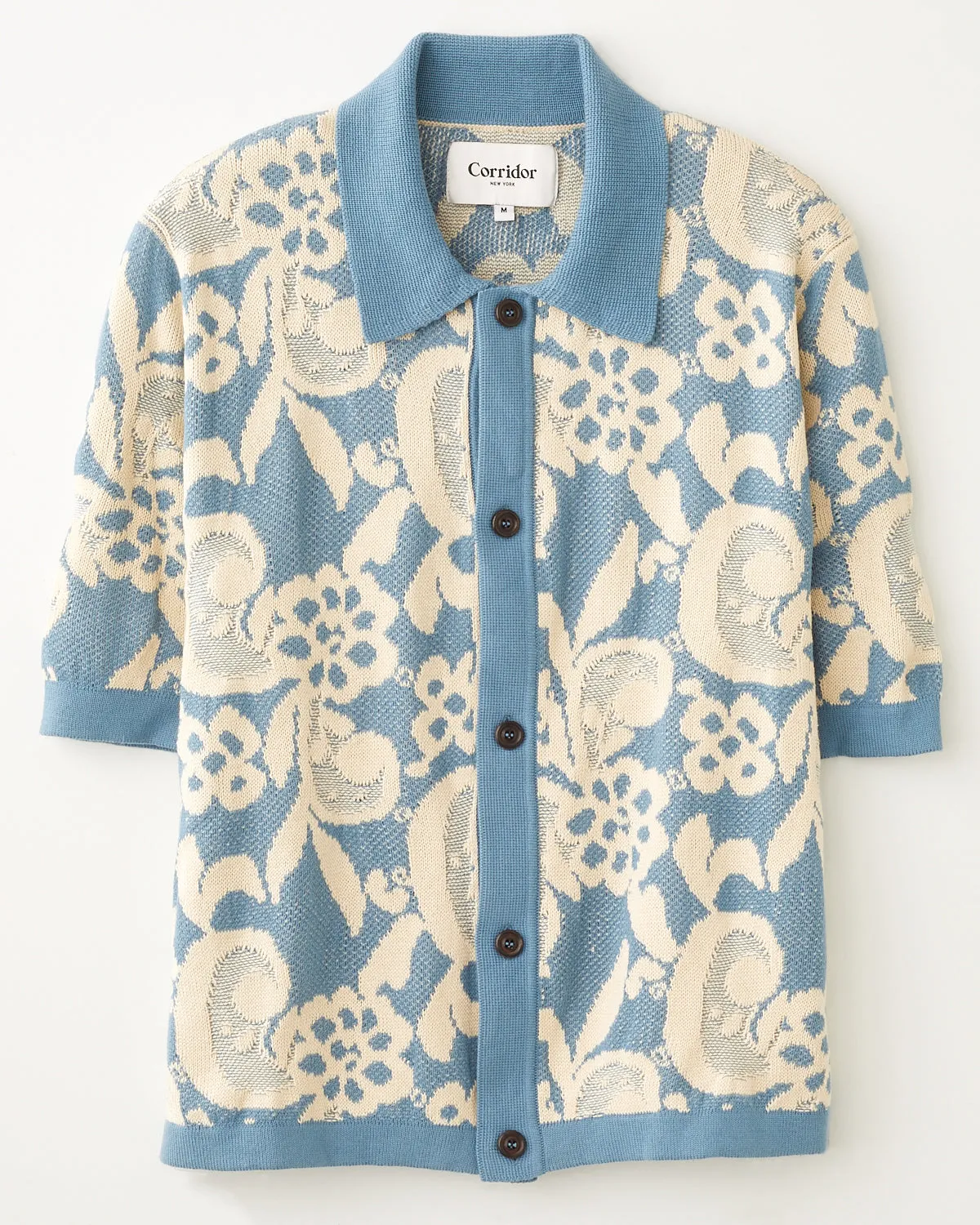 Floral Jacquard Buttondown - Blue sold by Corridor