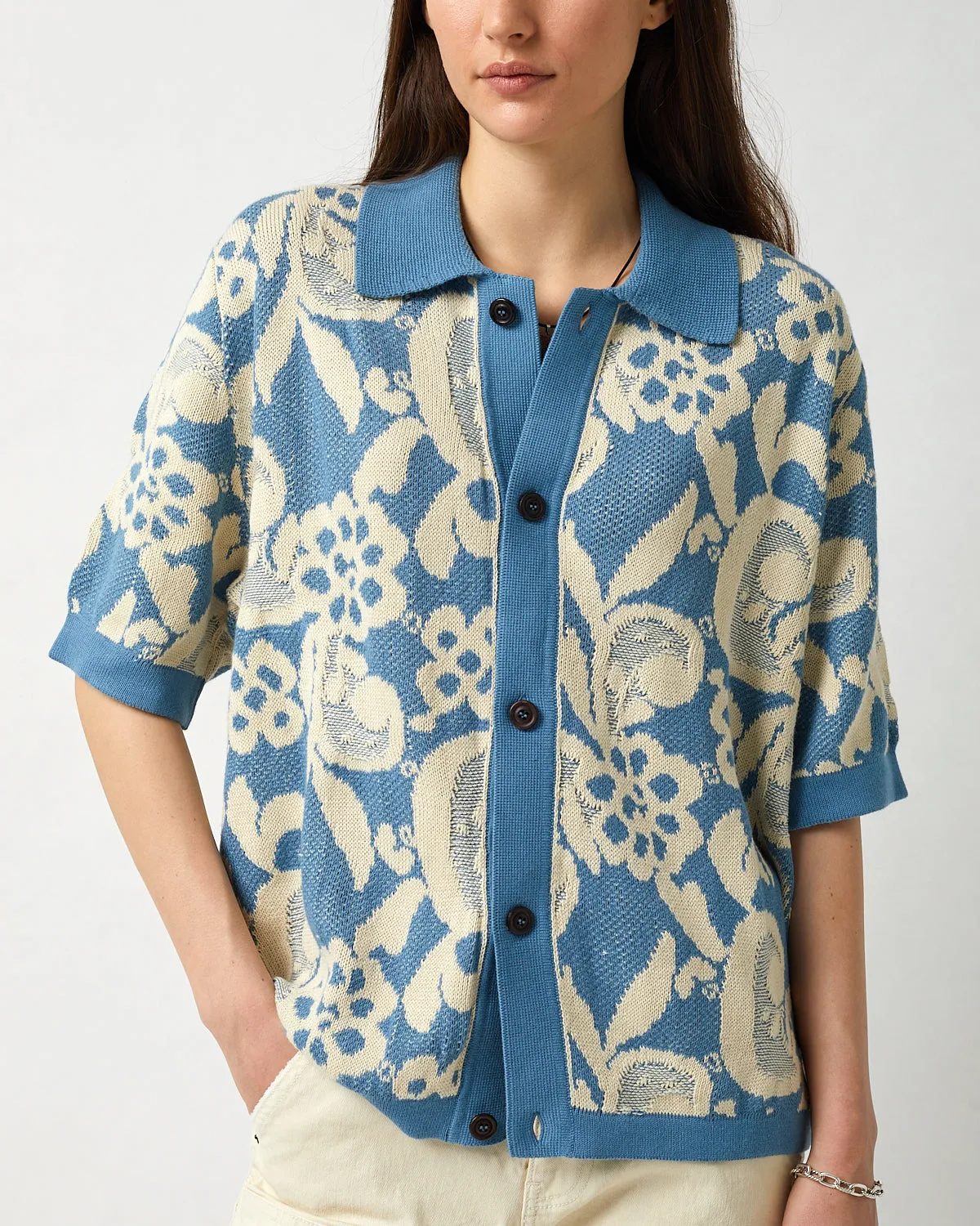 Floral Jacquard Buttondown - Blue sold by Corridor product image thumbnail 2