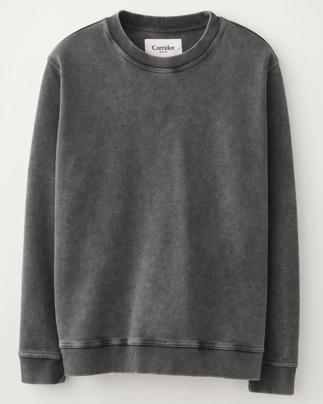French Terry Crewneck - Washed Black sold by Corridor