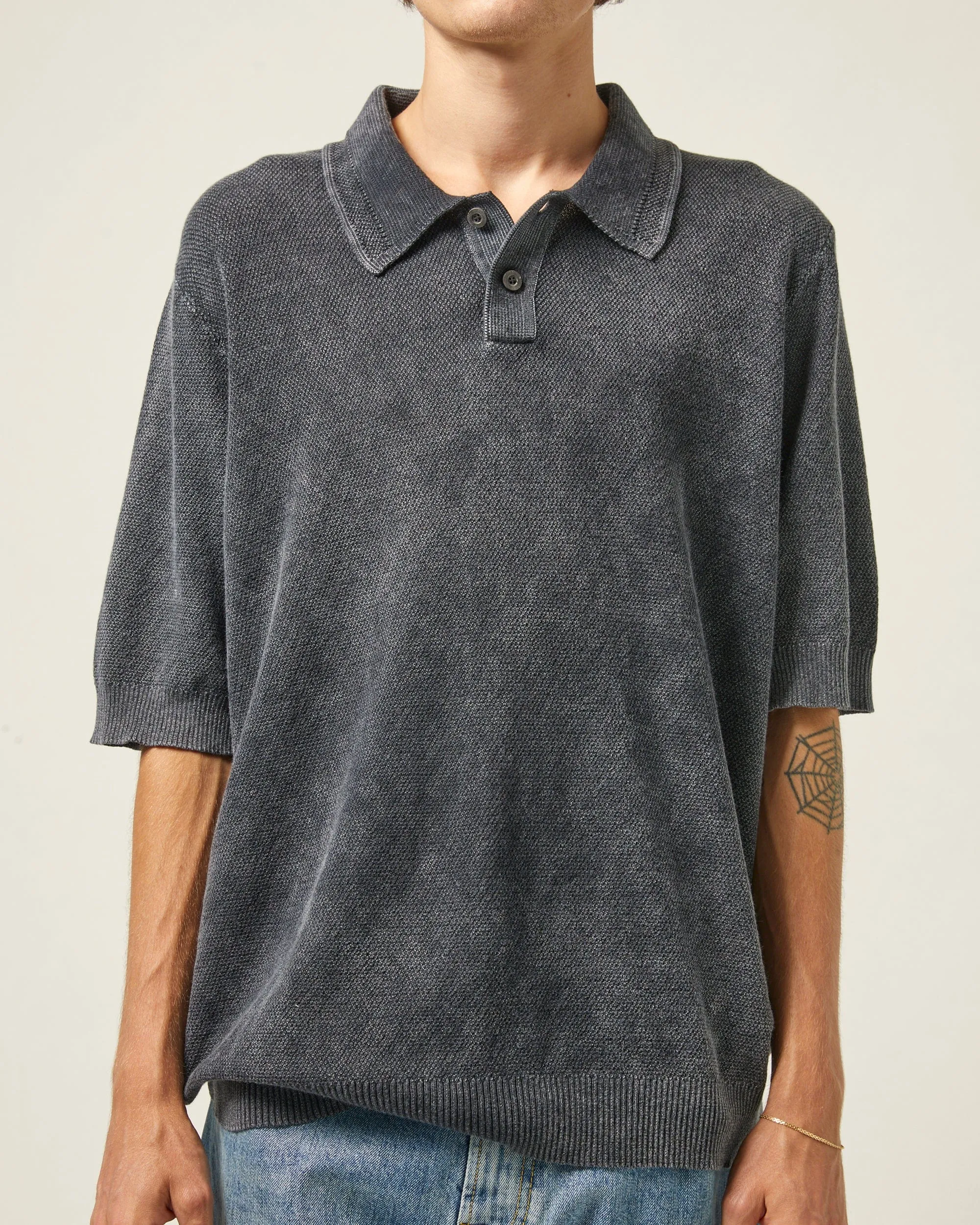 Rice Stitch Polo - Black sold by Corridor product image thumbnail 3