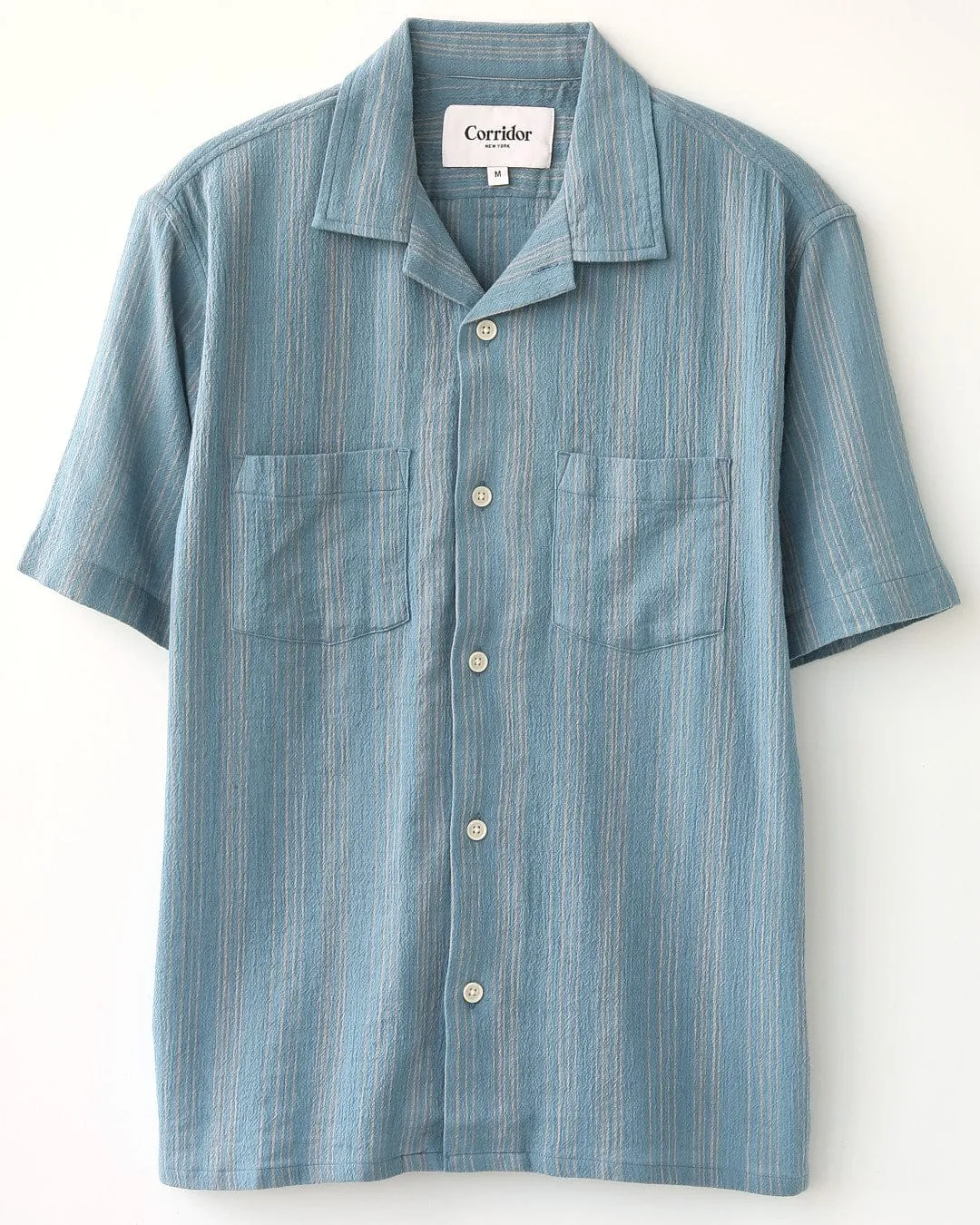 Skip Stripe Retro SS Camp - Blue sold by Corridor