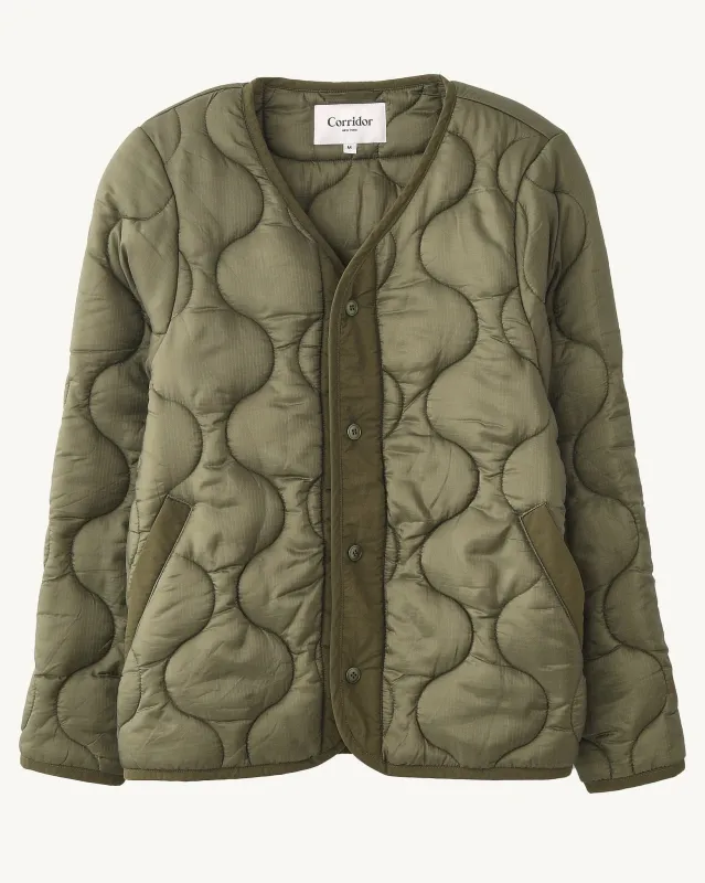 Quilted Liner Jacket - Army sold by Corridor