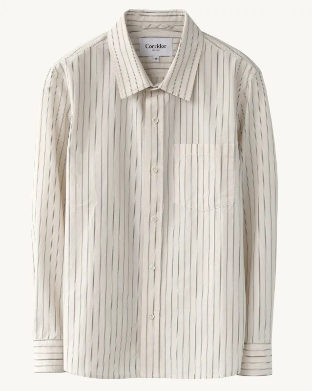 Poplin Stripe LS - Natural sold by Corridor