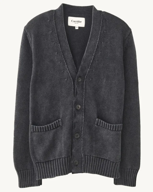 Acid Wash Cardigan - Black sold by Corridor