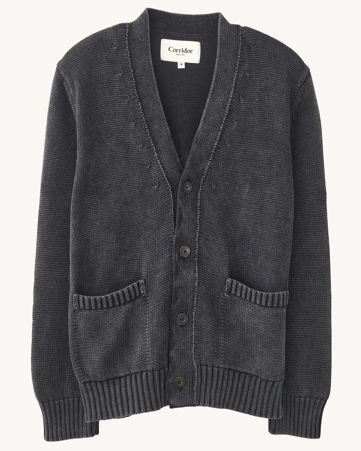 Acid Wash Cardigan - Washed Black sold by Corridor