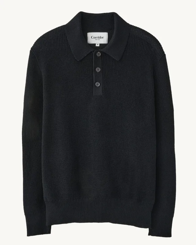 LS Slouchy Polo - Black sold by Corridor