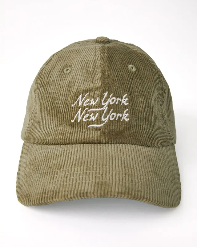 Corduroy Script NY NY Cap - Olive sold by Corridor