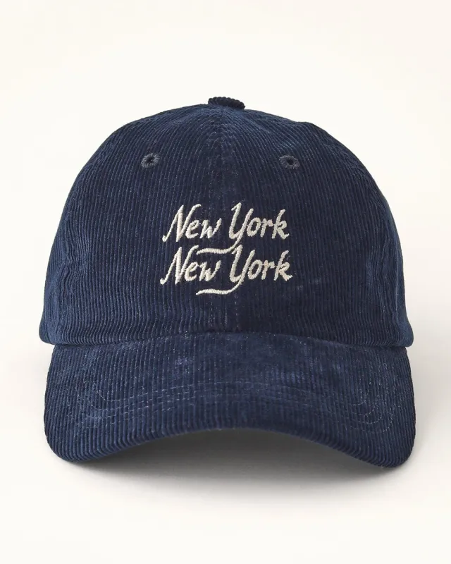 Corduroy Script NY NY Cap - Navy sold by Corridor