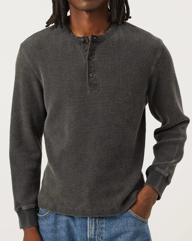 Waffle Henley - Black sold by Corridor