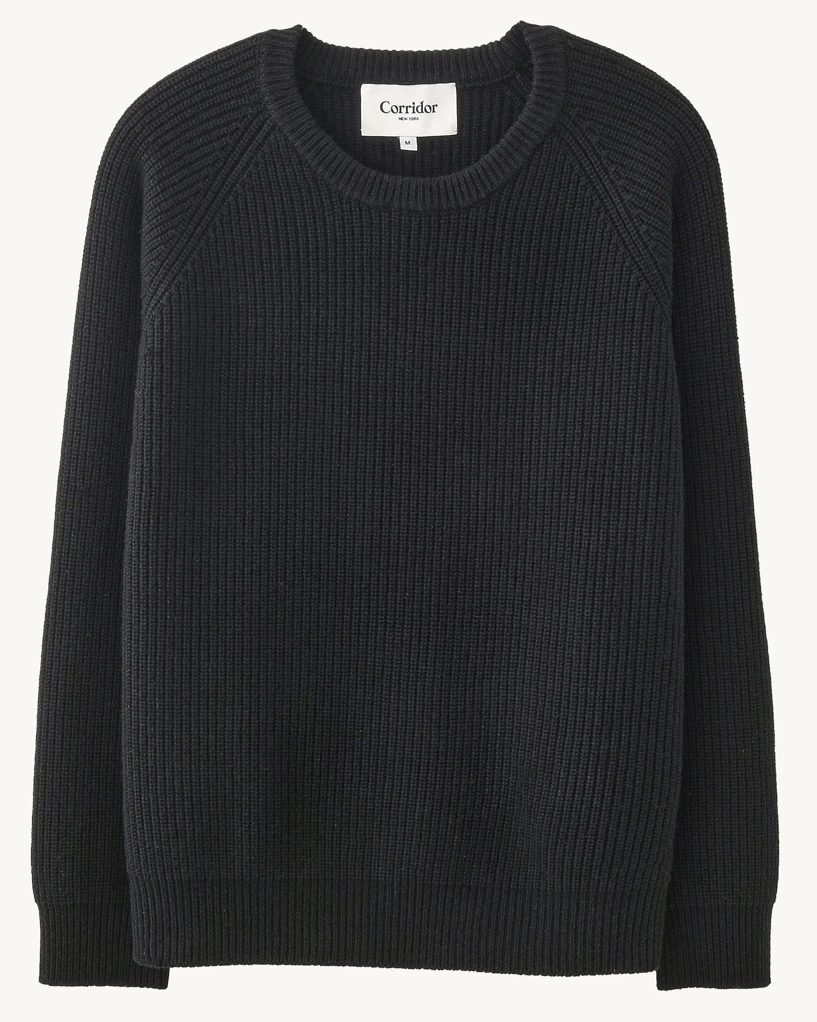 Wool Cashmere Ribbed Crewneck - Black sold by Corridor