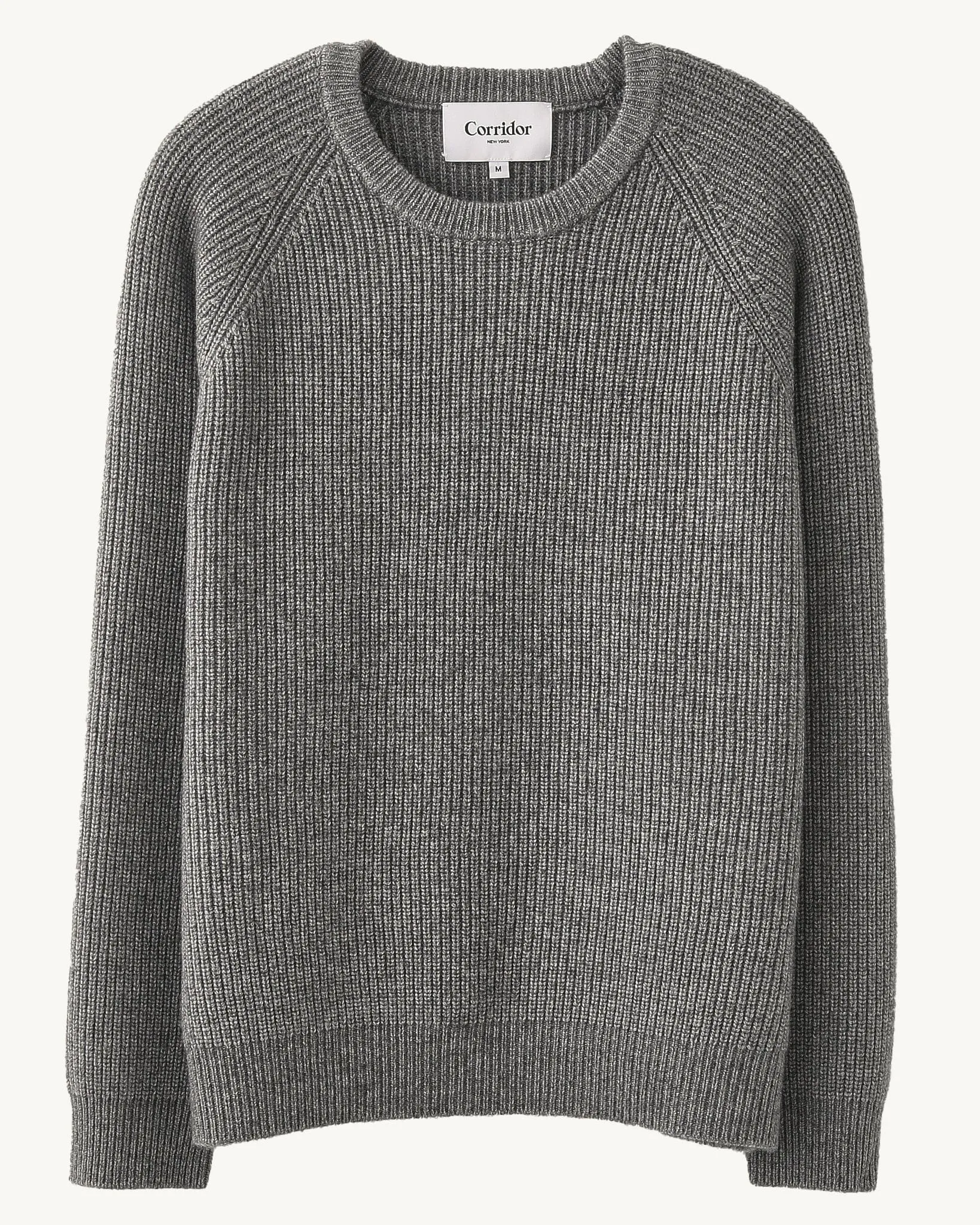 Wool Cashmere Ribbed Crewneck - Grey sold by Corridor